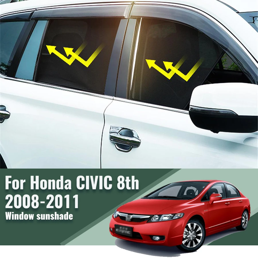 For Honda CIVIC VIII Sedan 2006-2011 Car Sunshade Magnetic Front Windshield Frame Curtain Rear Side Window Sun Shades Visor