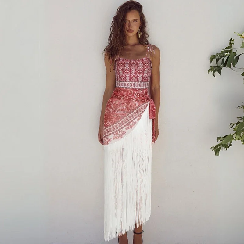 2025 nuevo traje de baño de una pieza con estampado de bosque Retro Tie-up b rown para mujer Flaxmaker y falda, traje de baño de verano para mujer