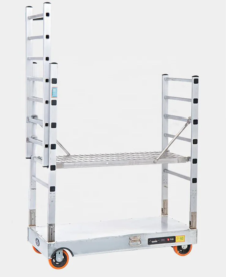 For 200kg 1.5m Mini Aluminum Electric Self-walking Scaffolding Folding Electric Lifting Scaffold Ladder with Battery