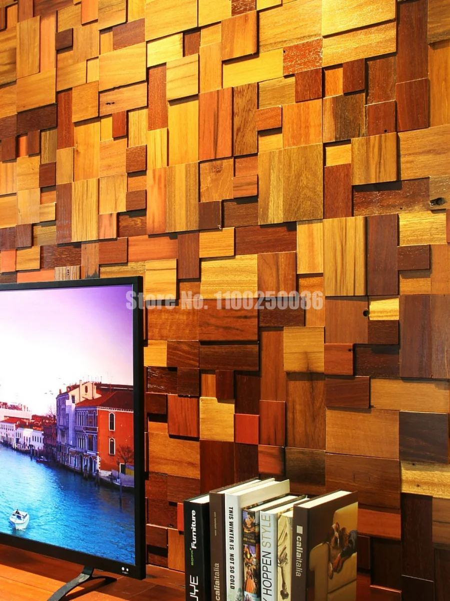 High-end Classic Vertical Wooden Panel Wall Decoration 3d Boat Wood Wall Art Boatwood Mosaic Tile for Home Office Hotel Decor