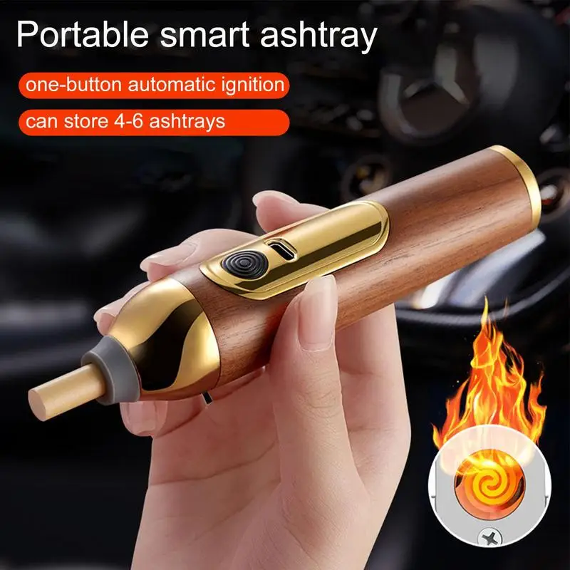 Handheld Mini Ashtray Outdoor Fireproof Ashtrays Wood Cigarette Holder Cigarette Cover  for Car Driving Ashtray Cigar Holder