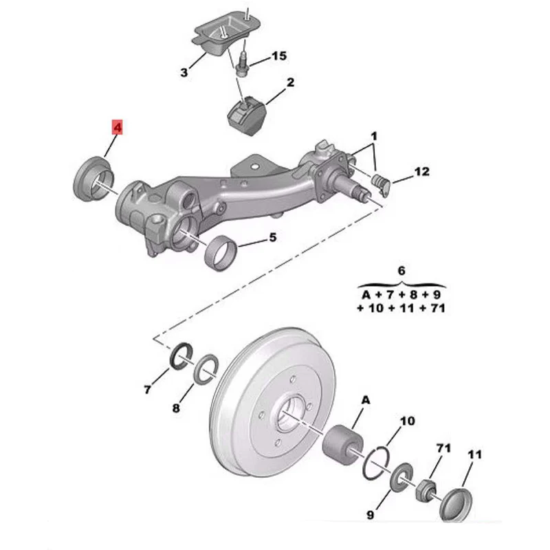 Rear Axle Trailing Arm Bush Bearing Repair Kit For Peugeot 206/207 For Citroen C2