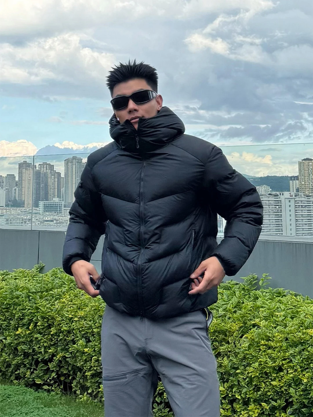 

Men's Outdoor Lightweight down Jaet Warmth Windproof Water-resistant Cotton Coat Bla Feathers Wood ain Design Winter Ou...