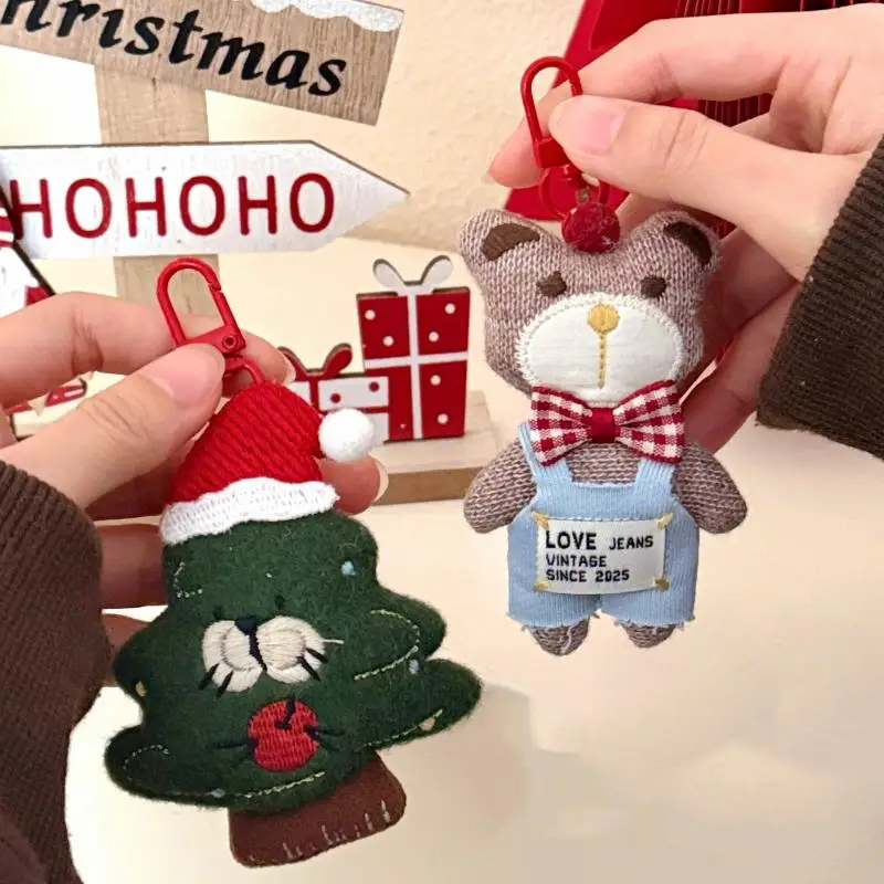 Chaveiro de Pelúcia de Urso e Cachorro de Desenho Animado Fofo, Boneco de Pelúcia Kawaii de Animal Pequeno, Pingente para Decoração de Mochila, Acessórios para Chaveiro, Presente