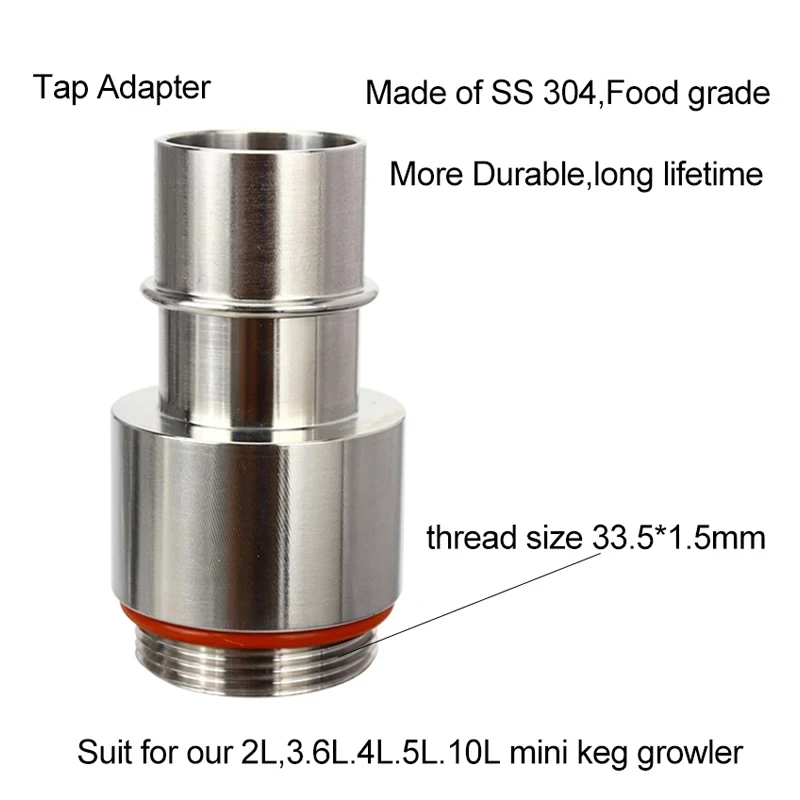 No-foam Bottle Filler With Keg Adapter For Beer Keg Mini Growler Stainless Steel Mini Keg Defoamer 3.6L/5L/10L Beer Brewing Tool