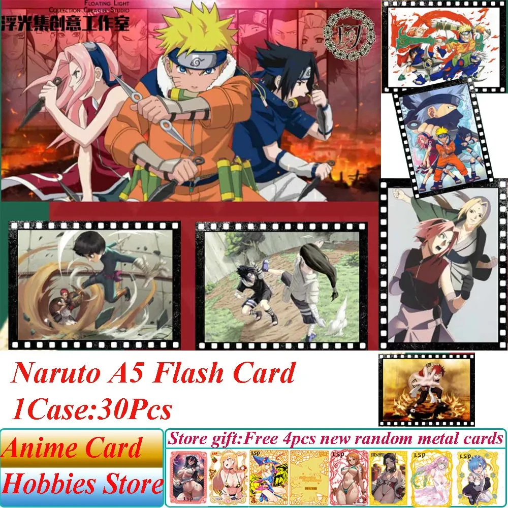 Naruto A5 Flash Card Series Floating Light Collection Creative Studio Anime Uzumaki Tsunade Battle Passion Touching Bonds Cards