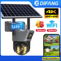 4K 8MP 4G Solar Camera Wireless Security Camera System Dual Lens Dual Screen Battery Solar WiFi IP Camera Surveillance CCTV