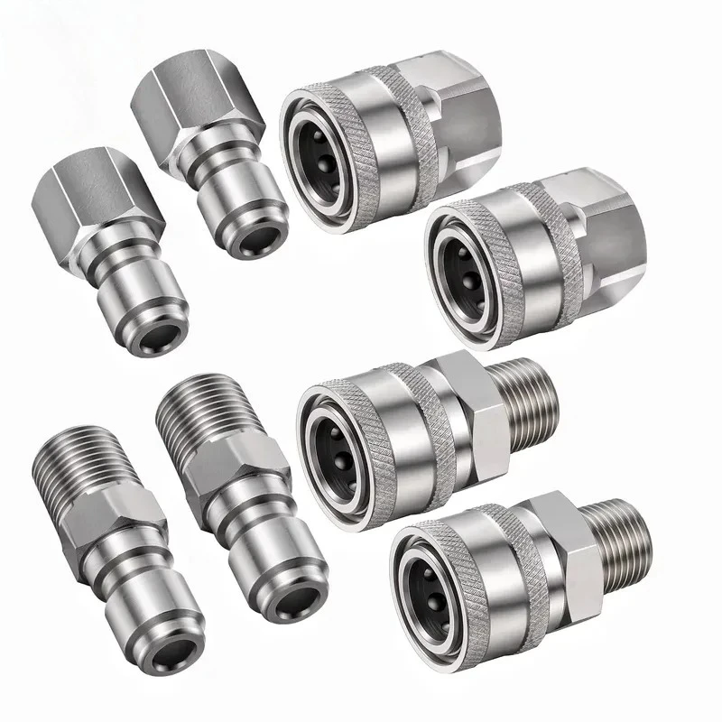MAXIWORLD Stainless Steel Male and Female Quick Connector Pressure Washer Fittings Adapter with Plug Nipples