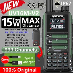 Upgrade Baofeng UV16M V2 Walkie Talkie 15W High Capacity AM FM 2-Way Radio Full Band LCD 999CH Frequency Copy NOAA Noise Reduce