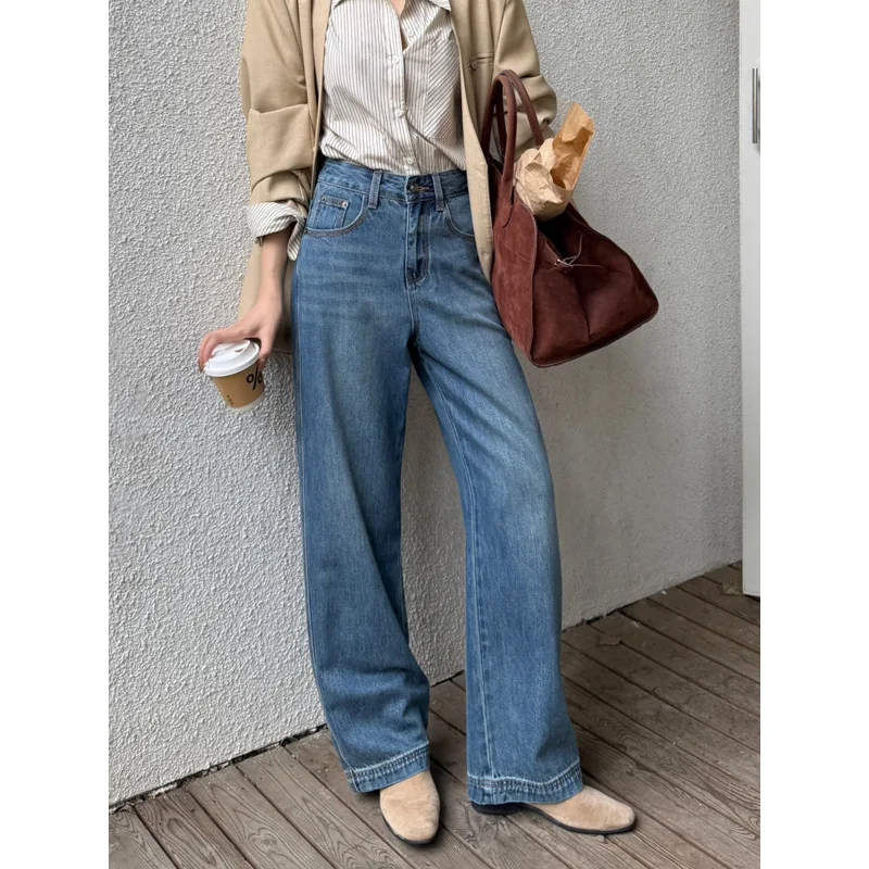 

Женские джинсы K0062: модные, однотонные, простые, базовые, с широкими штанинами, из мягкого и комфортного хлопка, для весны и осени.