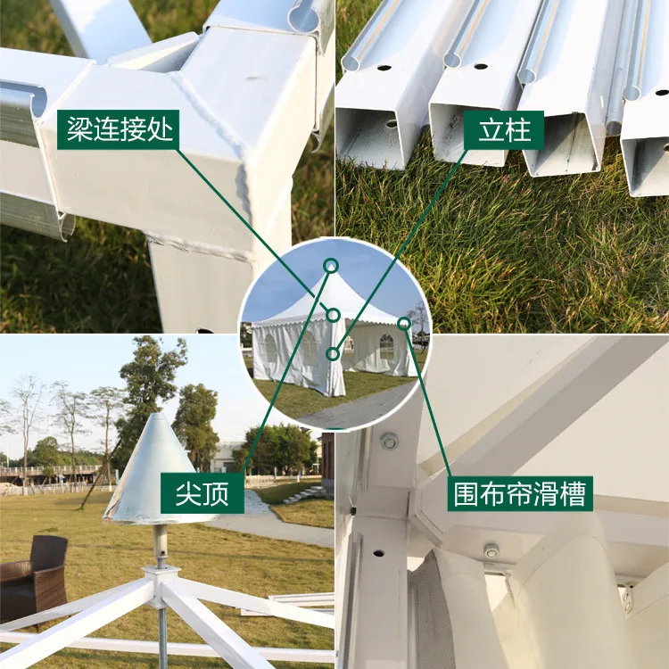 

Large outdoor tent European wedding tent advertising activities display pointed canopy sunshade aluminum alloy exhibition tent