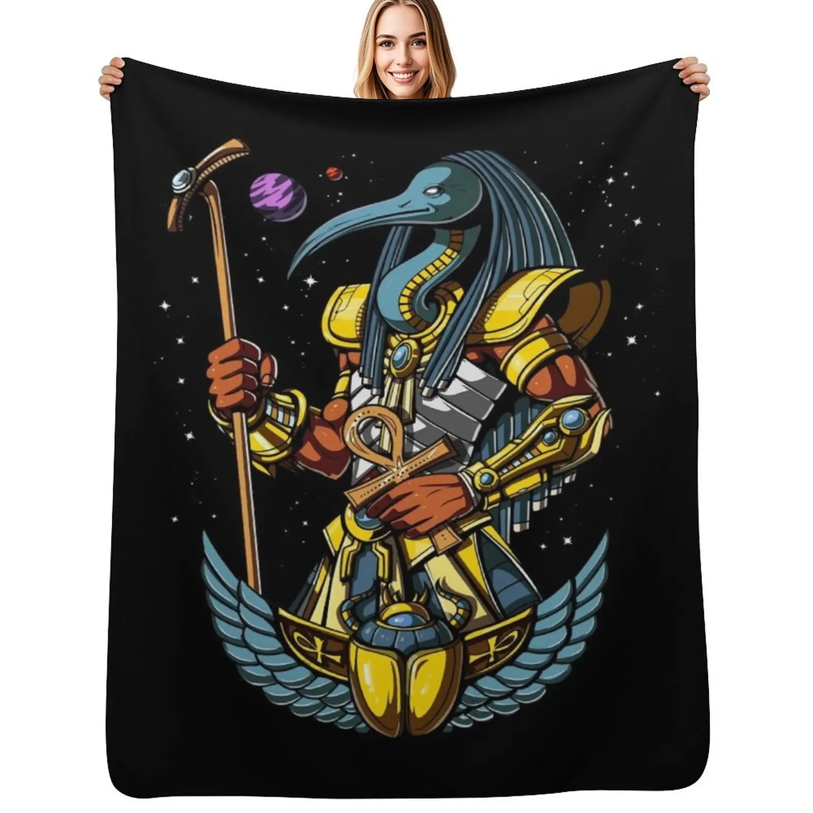 Egyptian Mythology God Thoth Throw Blanket Decorative Sofas Bed Fashionable For Sofa Thin anime Comforter Luxury Brand Blankets