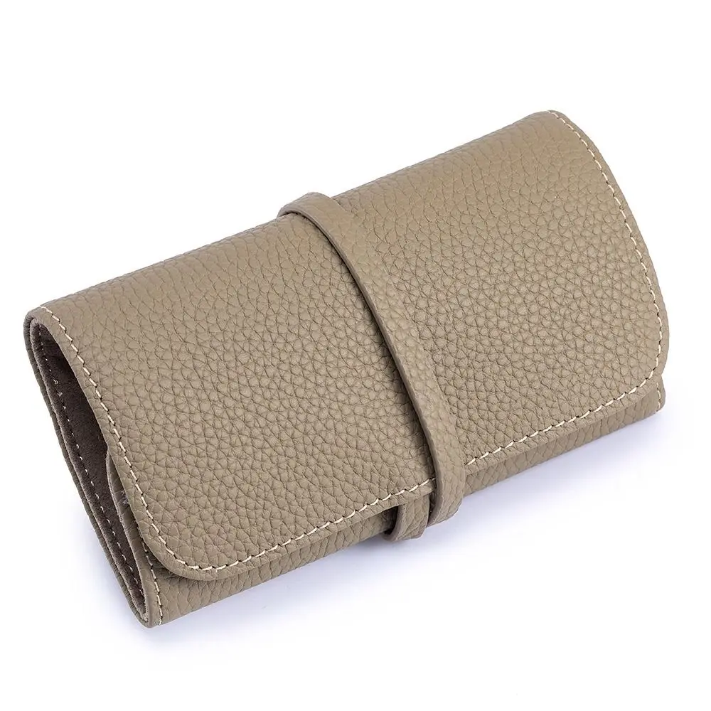 Solid Color Mini Roll Foldable Jewelry Case Soft Durability Portable Storage Bag Multipocket Fashion Roll Up Bag Travel