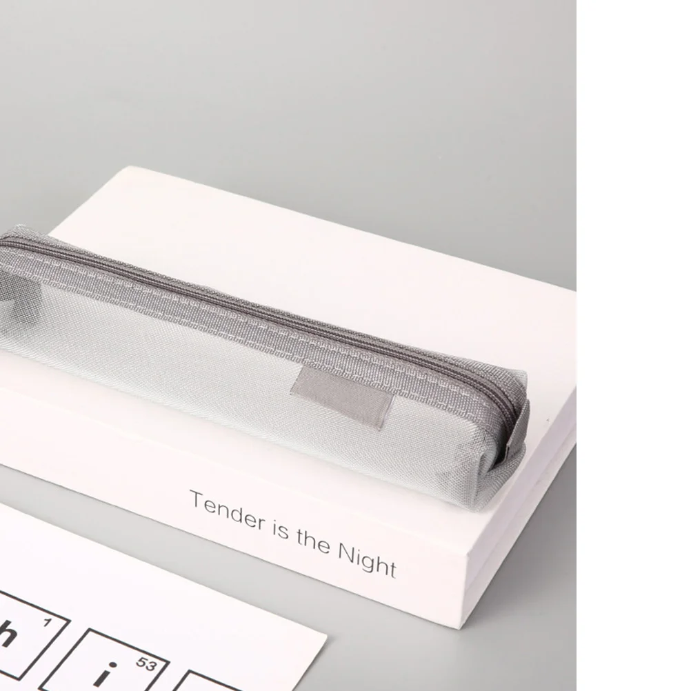 

2Pcs Transparent Exam Pencil Bags Mesh Design Large Capacity Portable Stationery Pouch Pen Holder Storage Organizer