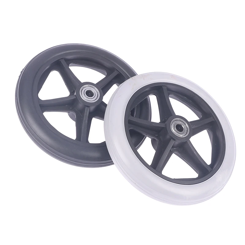 Grey/Black 6 Inch Wheels Smooth Flexible Heavy Duty Wheelchair Front Castor Solid Tire Wheel Wheelchair Replacement Parts