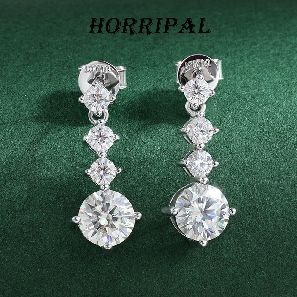 

Женские серьги-подвески HORRIPAL D VVS1 с муассанитом из стерлингового серебра 925 пробы, сверкающие, элегантные, роскошные украшения для вечеринок и юбилеев