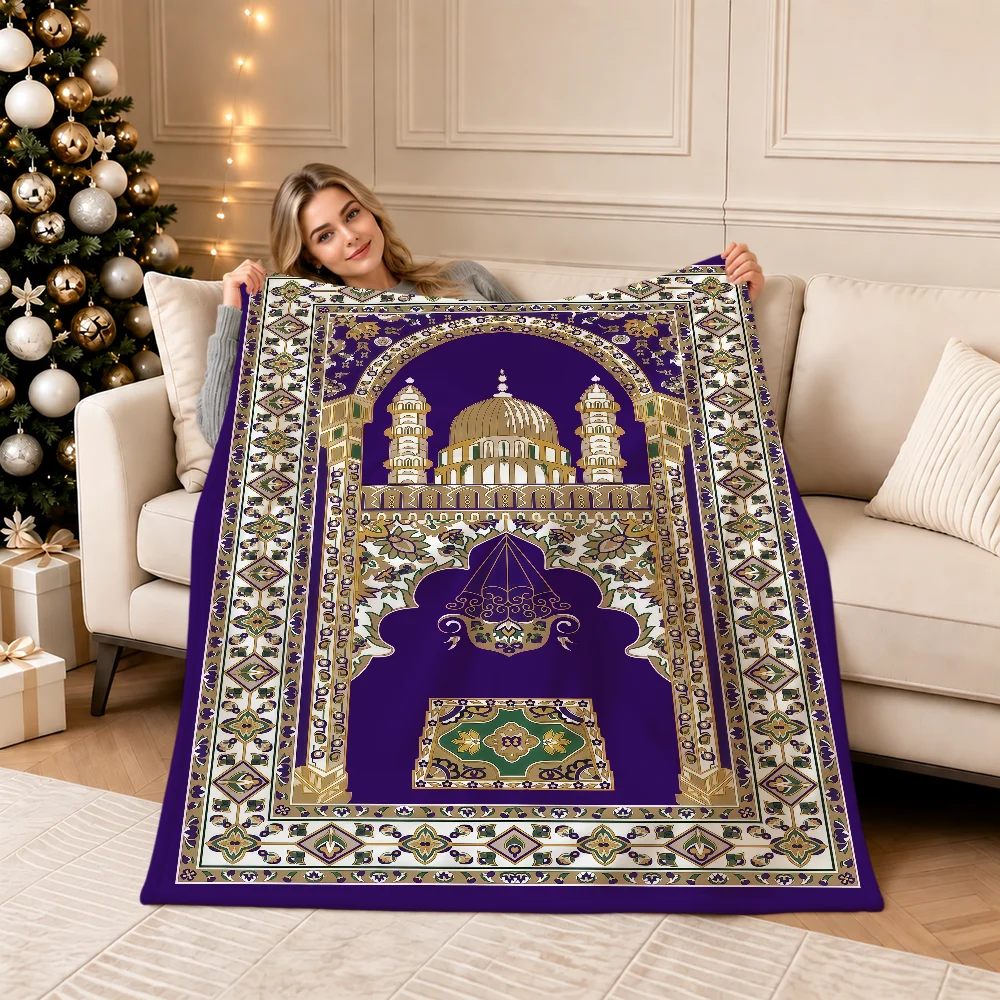Islamic Muslim Praying Design Pattern Prayer Warm Soft Plush Blanket Sofa Living Room Nap Home Bedroom Gift Flannel Pet Hogar