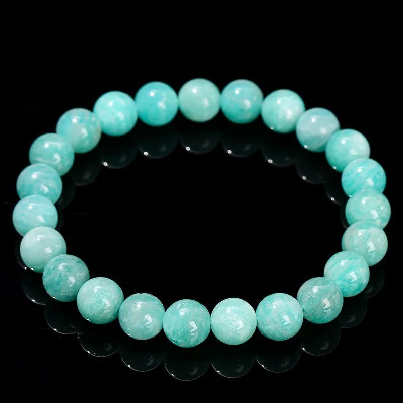 JD Natural Stone Amazonite Beaded Strand Bracelet Women Men Handmade Stretch Rope Bracelet Luxury Jewelry Energy Healing Gift