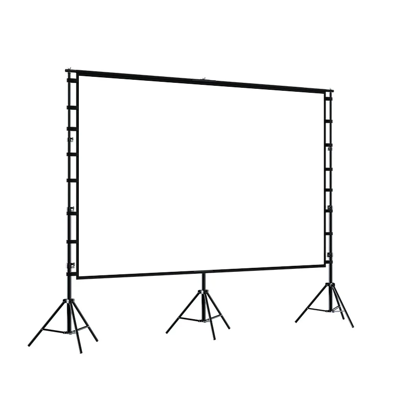 Outdoor three-bracket projection curtain can store folding high definition portable floor soft curtain