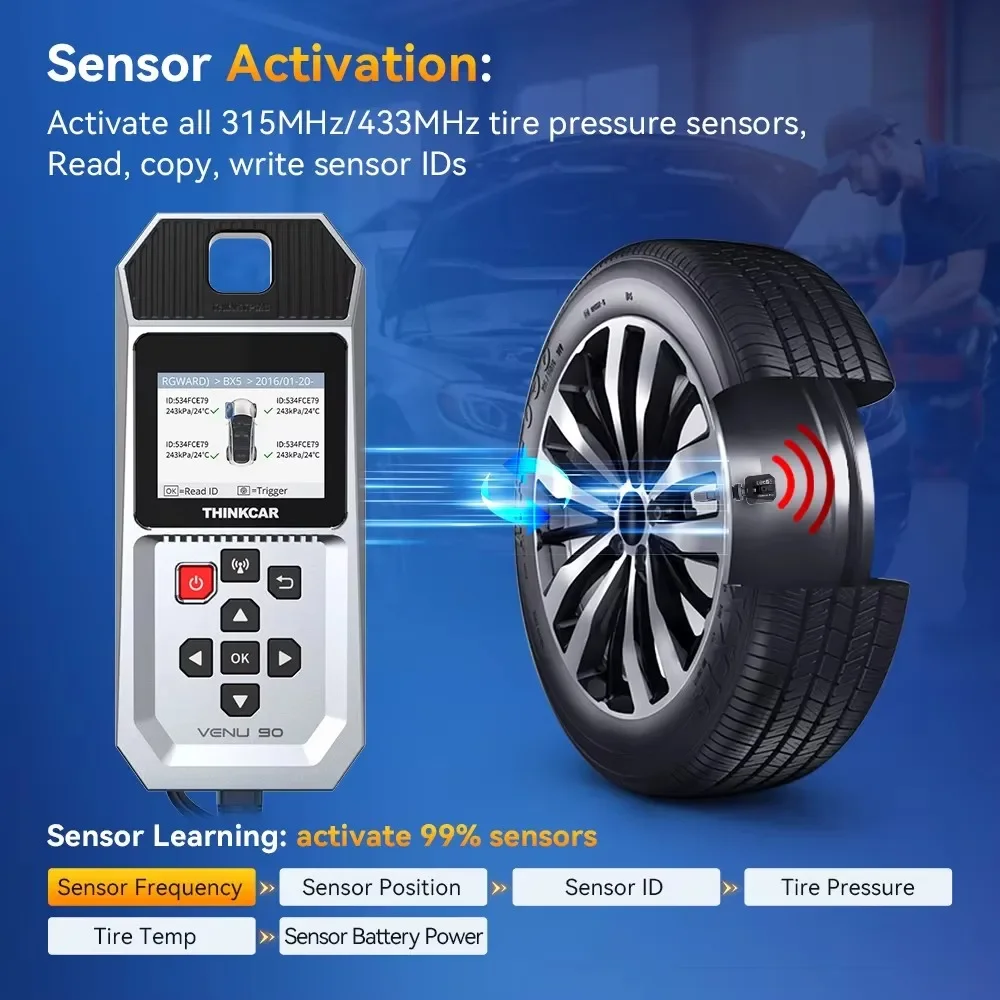 THINKCAR VENU 90 TPMS VENU90 WIFI Program Diagnostic Tool DTC PK T90 Car Tire Pressure Monitor Activate S3 315/433MHz Sensor