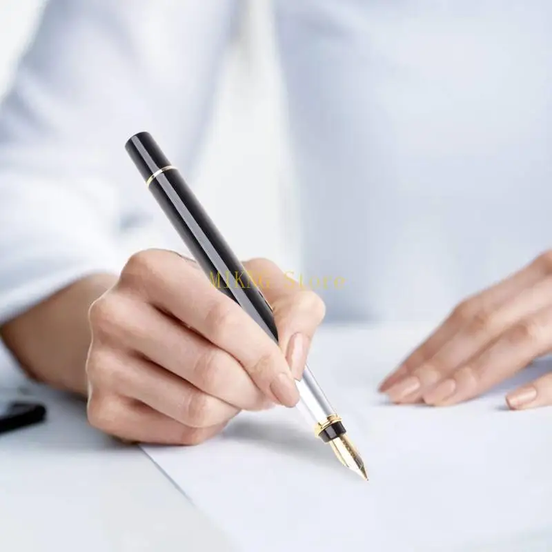 Baoer 801 من الفولاذ المقاوم للصدأ المعدني المتوسطة النافور النافور القلم مكتب الكتابة أفضل بيع