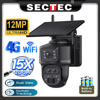 SECTEC Solar Camera 4G SIM/WIFI 6K 12MP 15X ZOOM Three Lens Recording Dual Screen Human Auto Tracking Color Night Vision UBox