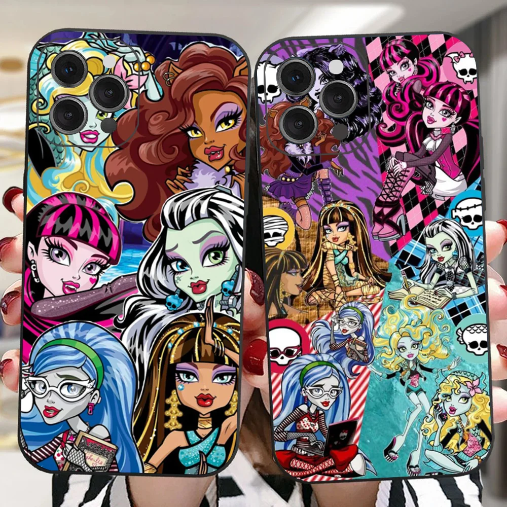 M-Monsters H-High Anime Phone Case For IPhone 16 15 14 13 Pro Max 11 12 Mini X Xs XR Se 2022 Black Silicone Cover