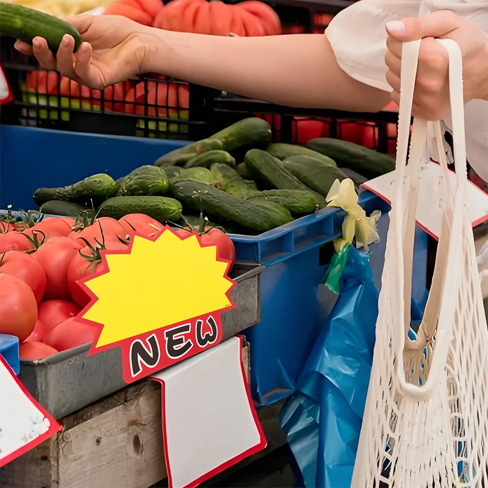 

200pcs Supermarket Price Tags Blank Sale Signs For Retail Stores White Card Paper Bright Yellow Garage Sales