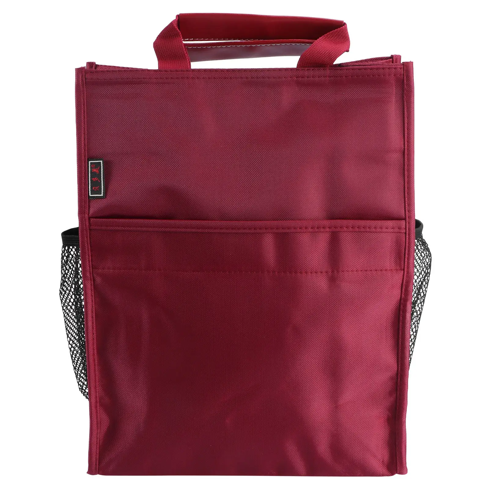 

Oxford Document Bag Waterproof Large Capacity Zipper Closure Portable Organizer with Handle Dual Side Water Bottle Pockets Red