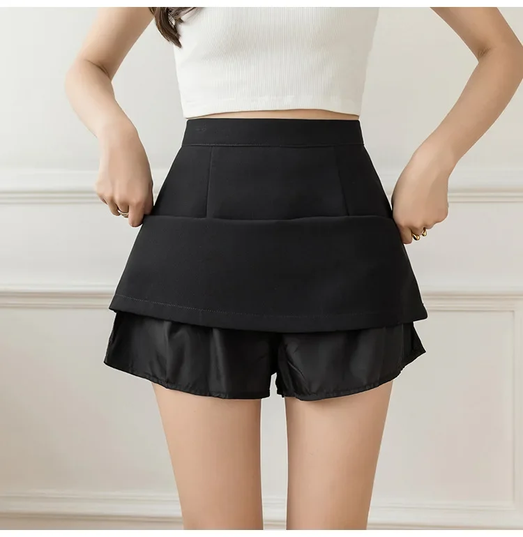 Sexy Women Summer High Waist Anti-Glare Skirt Solid Color A-line Mini Skirt Lady Short Bodycon Skirt Fashion Girl Y2k Clothes