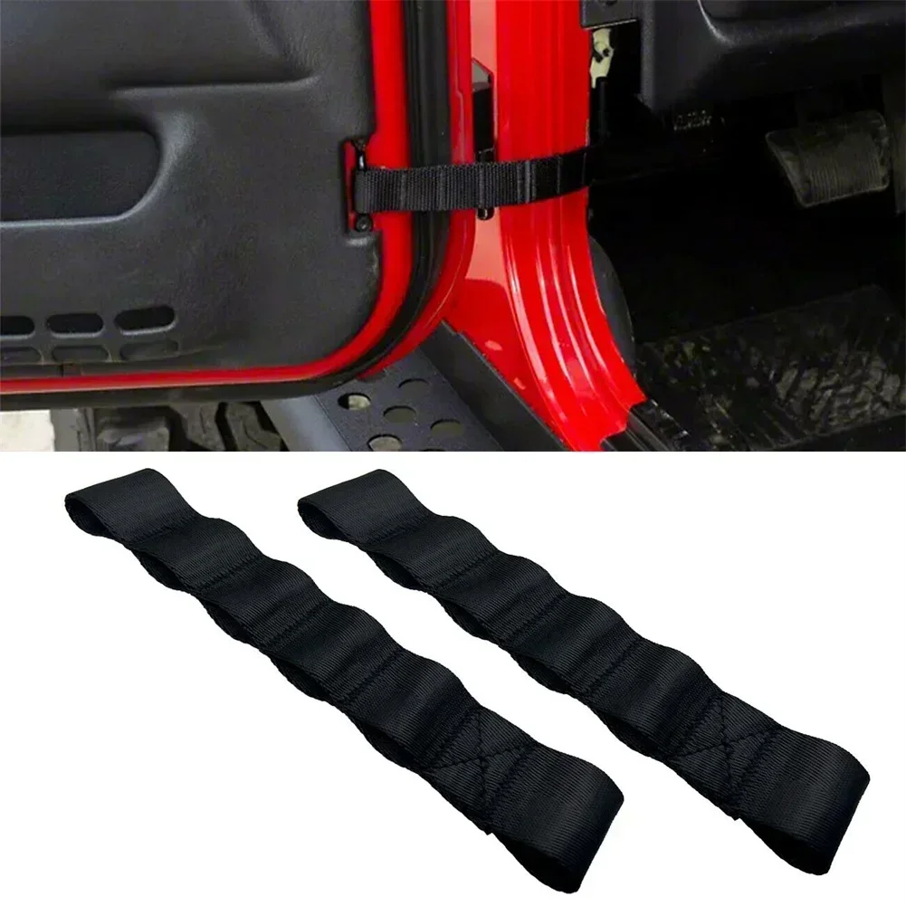 2pcs For Jeep Wrangler TJ JK JKU JL JLU 1995-2021 Car Door Limiting Check Strap Nylon Interior Door Adjustable Belt Accessories