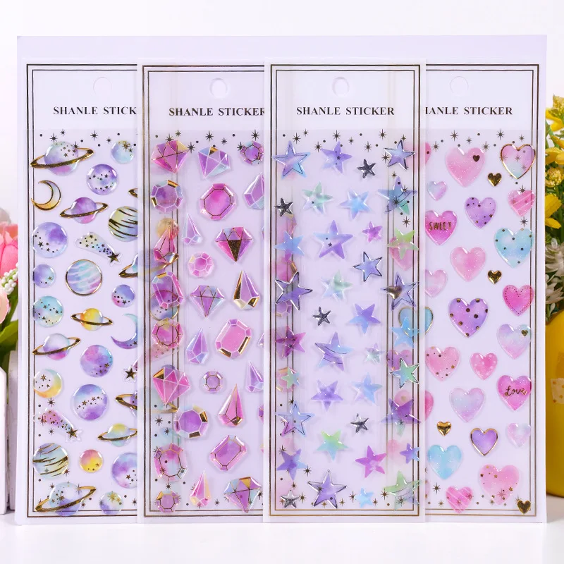 1pc Crystal Epoxy Space Sticker Kawaii Transparent Three-Dimensional Handbook Diary Decoration DIY