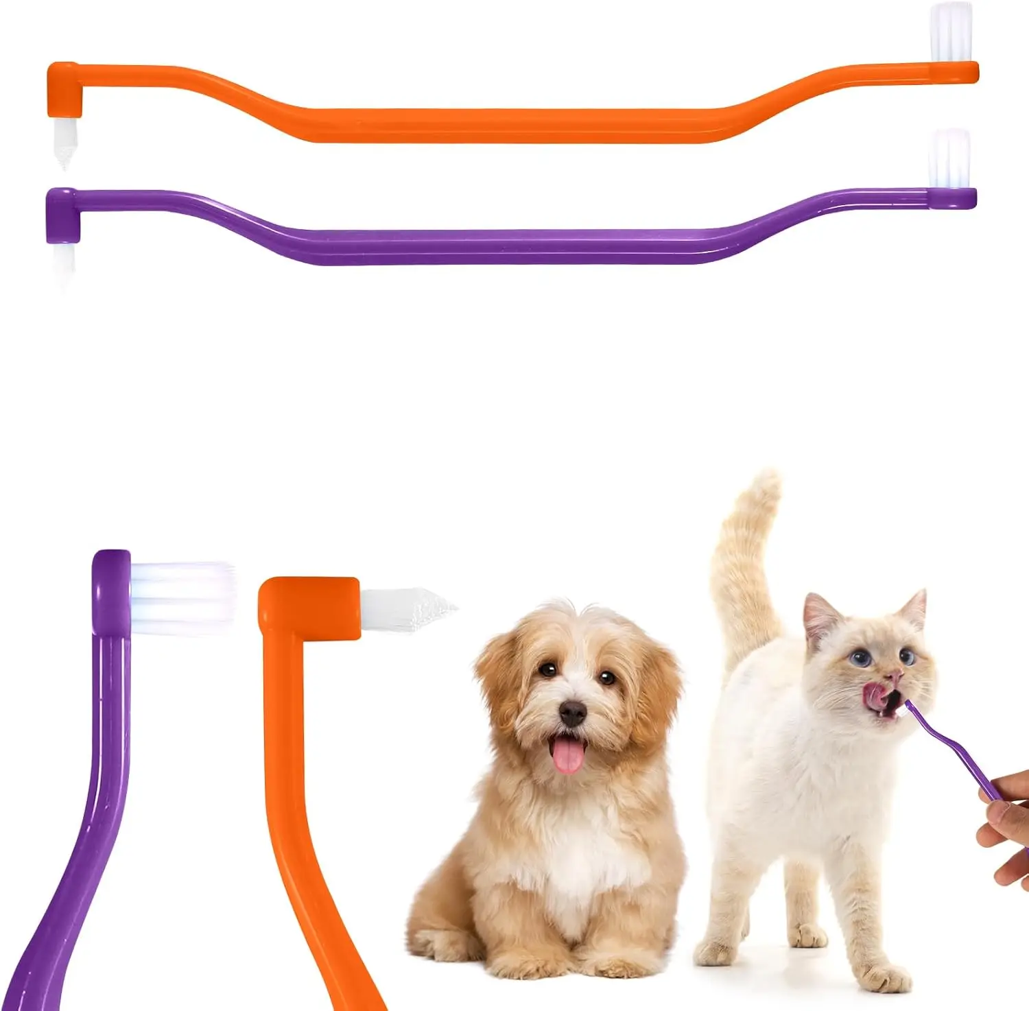 TONG Dual Sided Cats Dogs Toothbrushes Kitten Puppy Toothbrush Pet Teeth Cleaning Brush Cat Dental Care Supplies