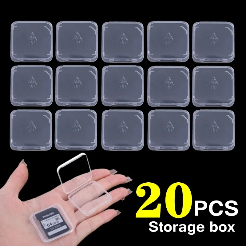 20/1Pcs Transparent SD Memory Card Case Holder Box Storage Box Portable SIM TF Memory Card Clear Plastic Case Holder Protector