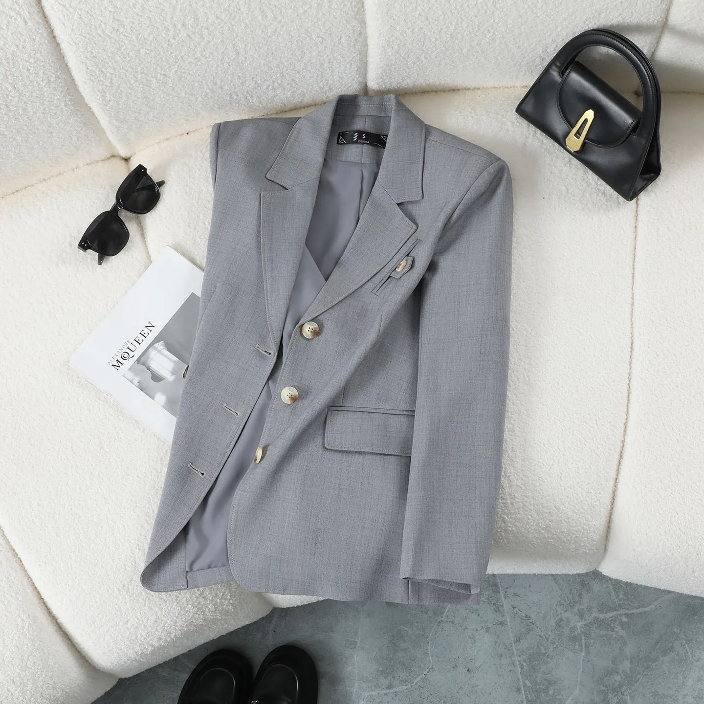 New Fashion Ladies Blazer Coat Women Long Sleeve Business Slim Formal Single Breasted Suit Jacket Spring Autumn Female Outerwear