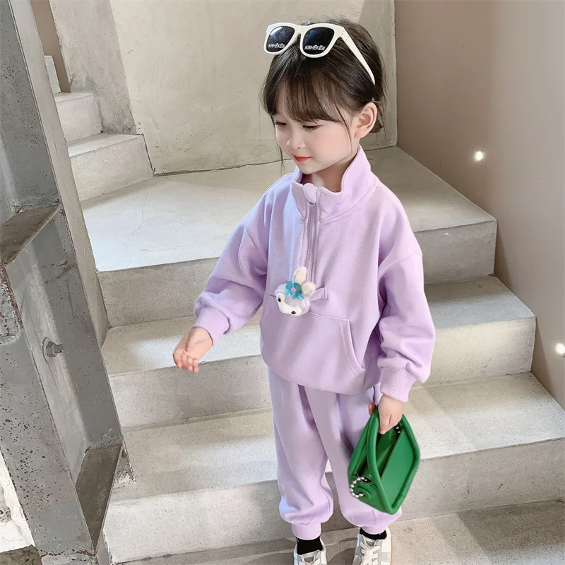 

Girls Suit Sweatshirts +Pants Cotton 2Pcs/Sets 2022 Simple Spring Summer School Outfits Sports Sets Kid Baby Children Clothing