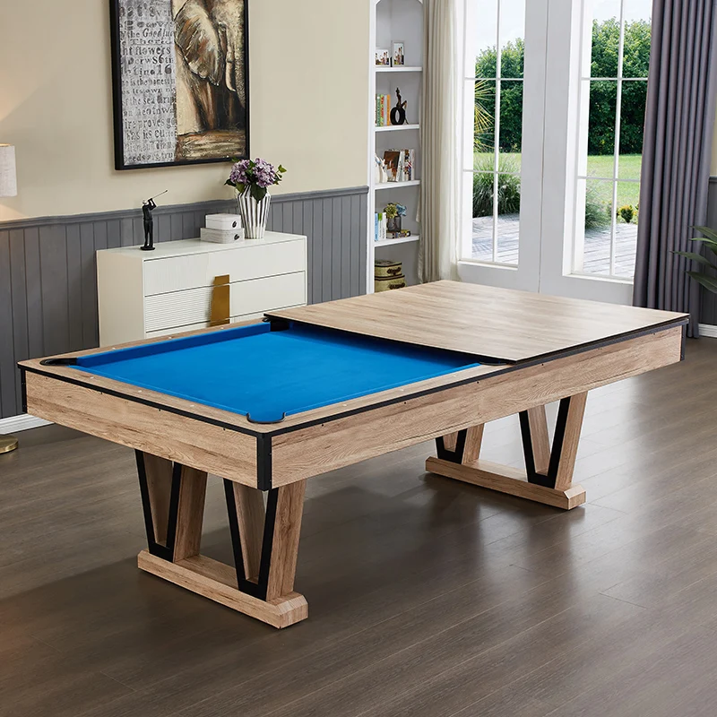 7ft 8ft 9ft Luxury Design Slant-Leg Billiard Table Multi-function Pool Table for Indoor with Snooker Ping-pong/ Dining TP-9668