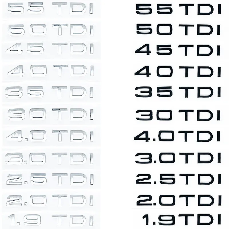 3D ABS Engine Emblem for Audi A1 A3 A4 A5 A6 A7 A8 Q2 Q3 Q5 Q7 Car Trunk Sticker 2.0TDI 2.5TDI 3.0TDI 35TDI 40TDI 45TDI 50TDI