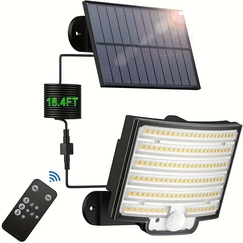 

IP65 Waterproof Solar Outdoor Light - LED Motion Sensor Light - Security Floodlight with Remote Control for Patio, Garage, Yard