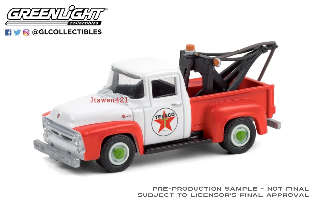 

1:64 1956 Texaco Filling Ford Texaco gas station rescue trailer Advanced Collection Ornament Car Models