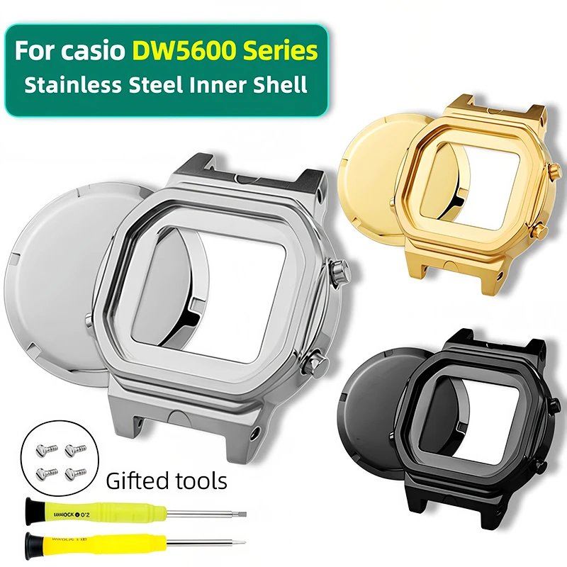 dw5600-metal-inner-case-for-casio-g-shock-dw-5600-modified-stainless-steel-inner-shell-back-cover-screws-waterproof-ring-parts