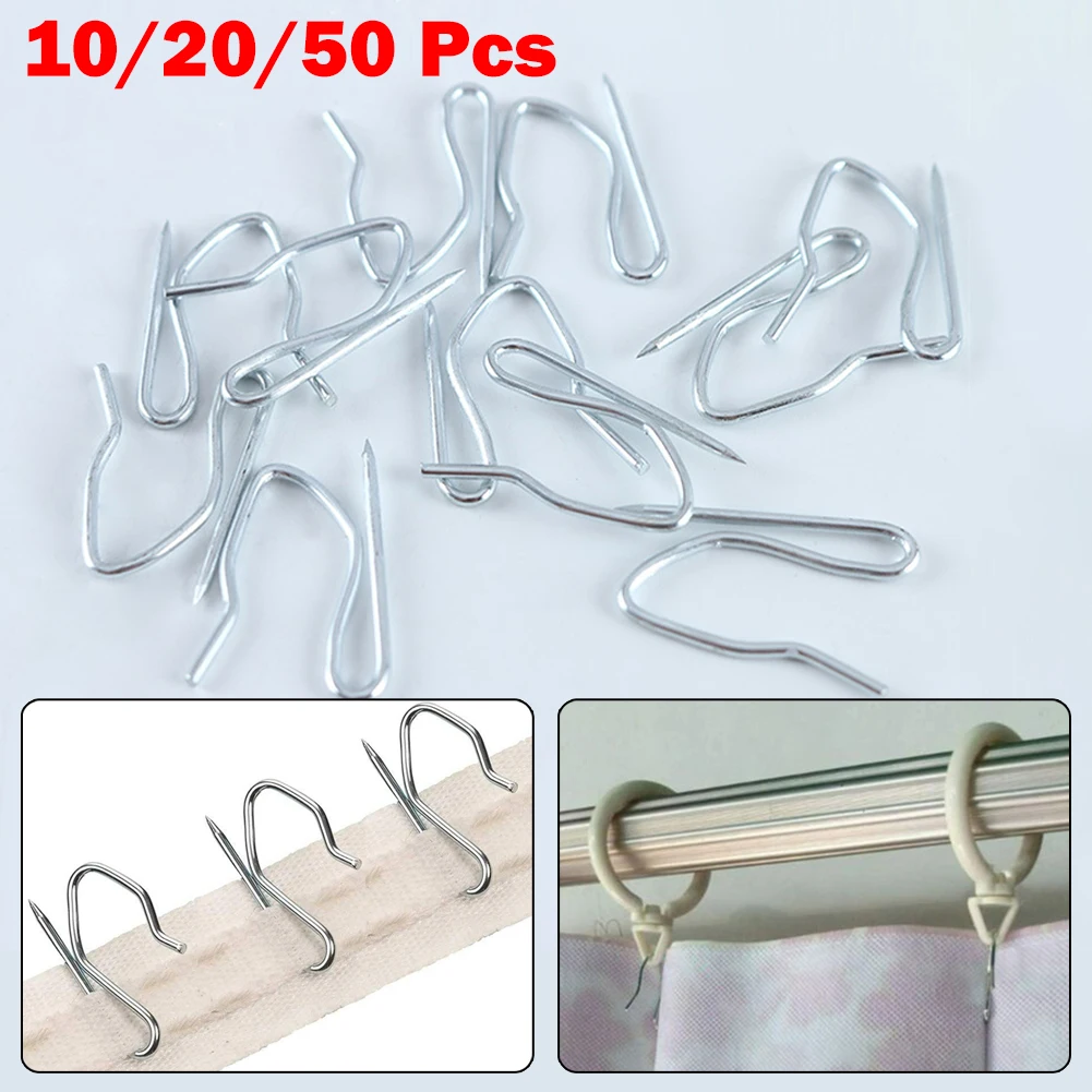10/20/50 Pcs Urtain Hook Kit Metal Pin S Hook Curtain Hook Shower Curtain Hanging Hook Home Hardware Accessories