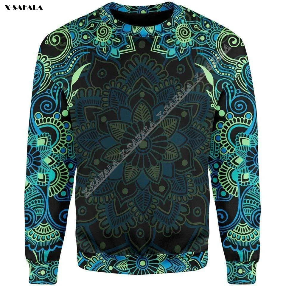 

Mantala LOTUS 2024 Tattoo 3D Printed Man Female Outwear Pullover Knit Sweater Cotton Casual Winter Jumper Top Autumn