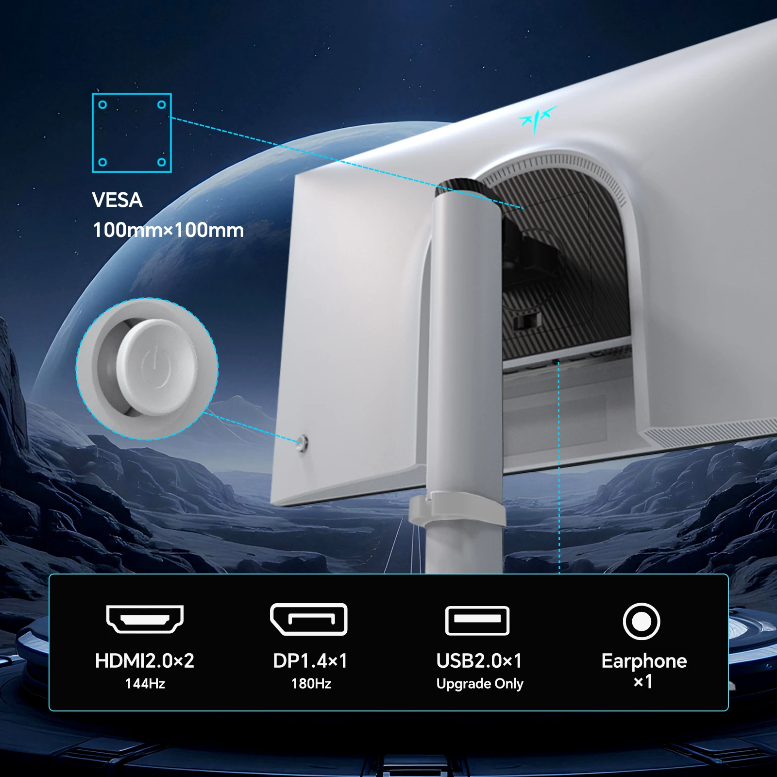 شاشة ألعاب KTC مقاس 27 بوصة، شاشة 1440 بكسل مع مكبرات صوت تصل إلى 210 هرتز، شاشات كمبيوتر سريعة IPS 1 مللي ثانية H27T6 #6