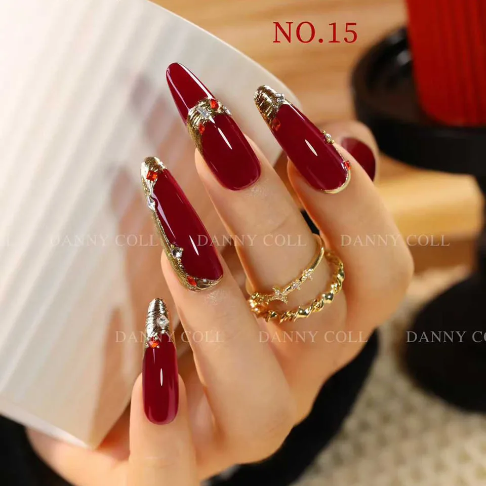 Set de esmalte de uñas rojo gel para otoño/invierno con tarjeta de colores, kit de esmalte ojo de gato UV LED, barniz para manicura 15ml 5