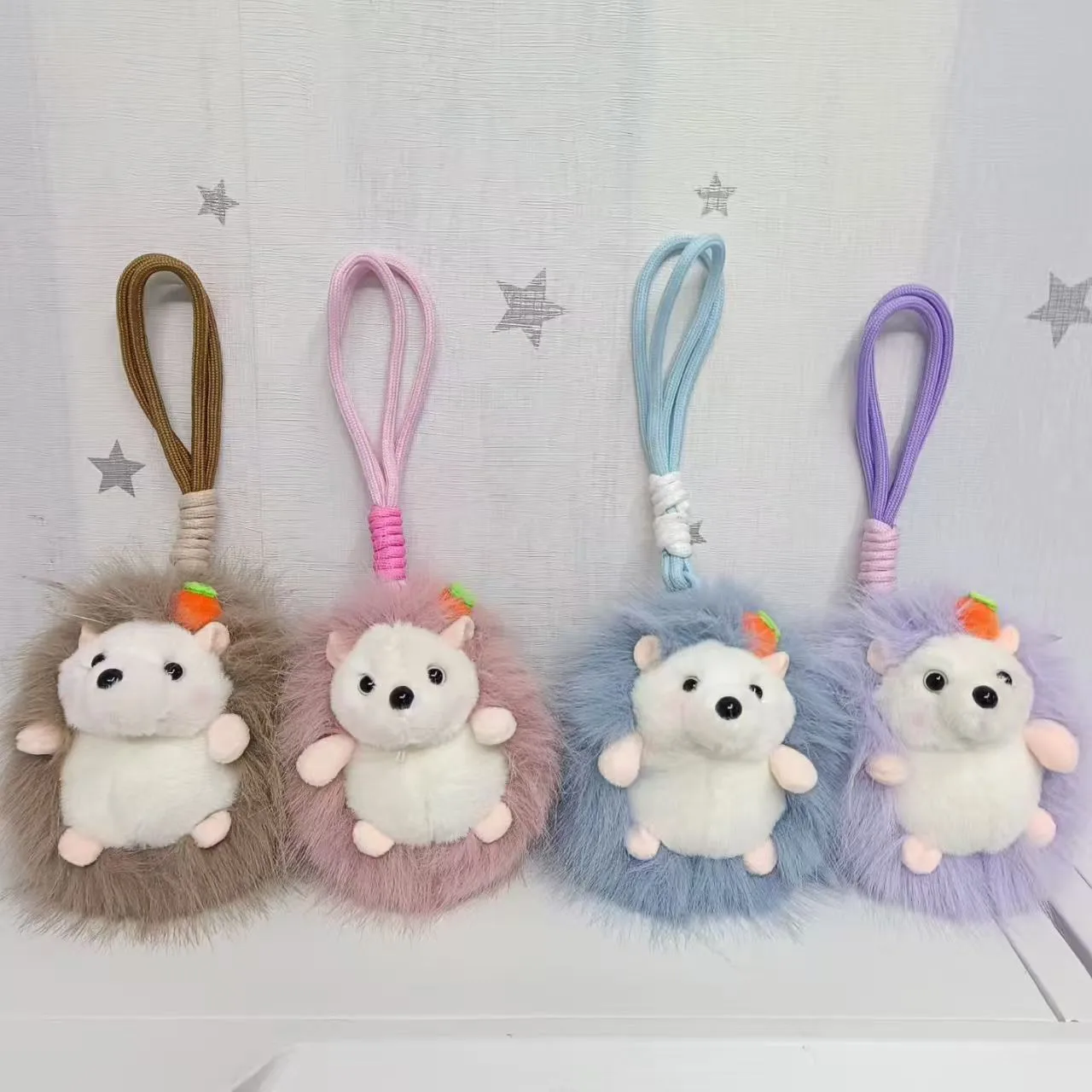 keychain hedgehog Plush Keychain Brown Color Cute Stuffed Animal Keychain Metal Keychain Plush Toy Keychain