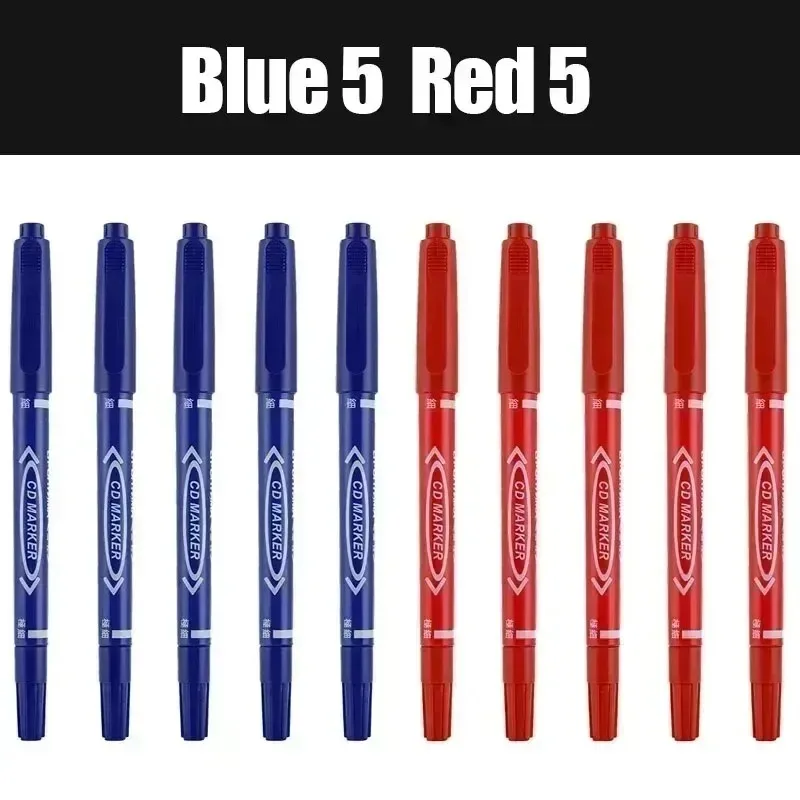 10-delige set stiften met dubbele punt, zwart/rood/blauw, ideaal voor tekenen, schetsen, schrijven en doodling