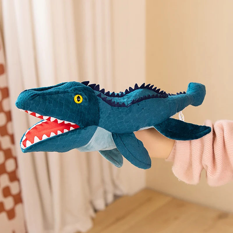 10 style Dinosaur Hand Puppet Plush toys Kindergarten performance Hand control glovesTriceratops Tyrannosaurus Dilophosaurus