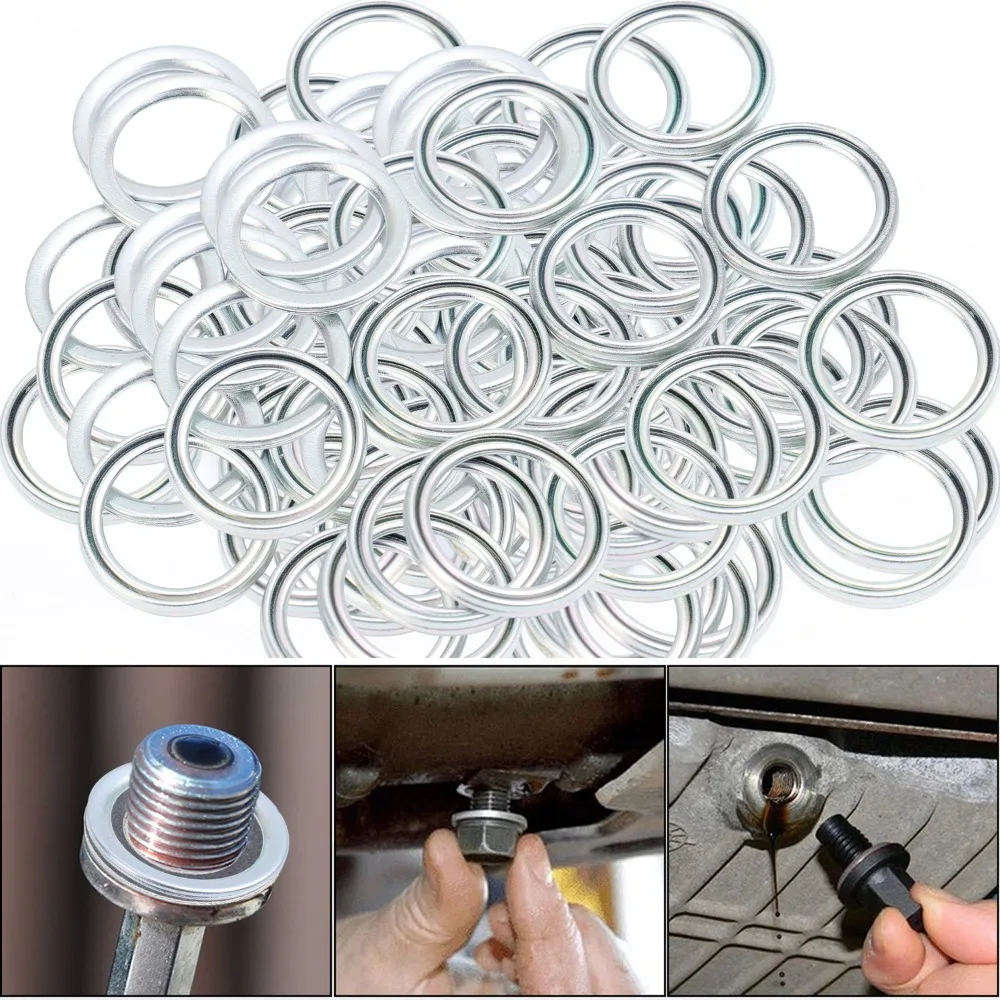 Iron Transmission Drain Plug Gasket Car Engine Oil Pan Plug Leakproof Sealing Washer 12157-10010 Replace Parts for Toyota Lexus