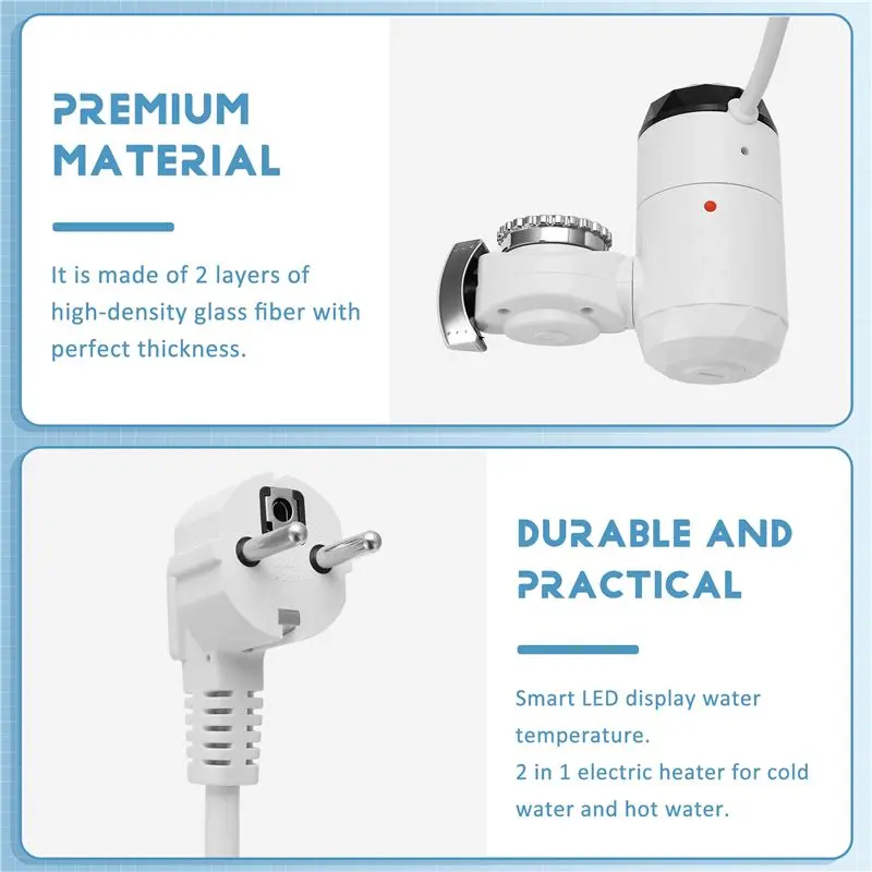 EAS-Electric Water Heater With Temperature Display For Kitchen Instant Heating Faucet Heater Tankless Water Heater EU Plug